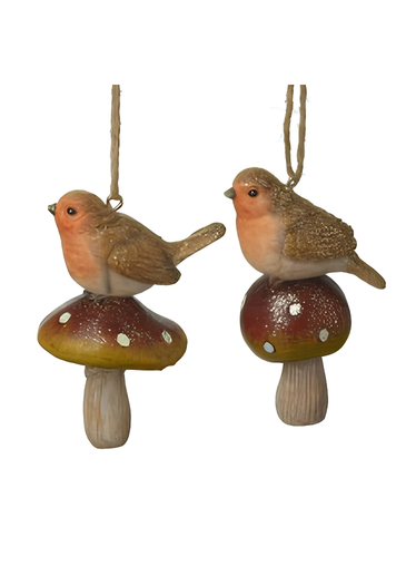 The Robin On Mushroom Hanging Decoration from Heaven Sends combines two familiar woodland-inspired details in one charming decorative piece. Featuring a robin perched on a mushroom, it brings character and nature-inspired detail to hanging displays around the home. A lovely choice for adding a little woodland personality to festive decorating or other seasonal decorative arrangements.
